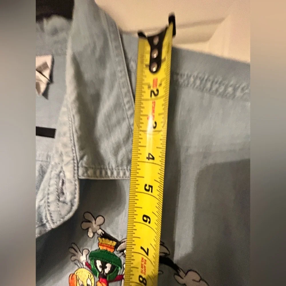 Vintage 90’s Looney Tunes Warner Bros Studio Store Denim Jean Shirt XL - Picture 7 of 7